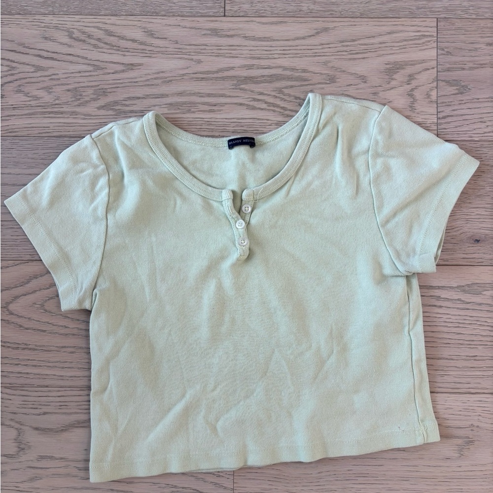 Brandy Melville Women’s Mint Green Buttoned Top Size Small